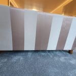 Gold and beige stripe 2 seater sofa