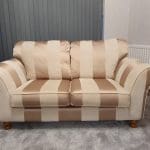 Gold and beige stripe 2 seater sofa