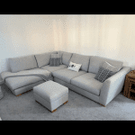 DFS Saphina Grey Corner Chair, Foot Stool & Cuddle