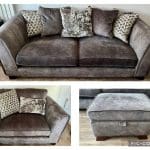Furniture Village Ariana 3 Seater Sofa + Snuggle Chair + Footstool (Dapple mink)