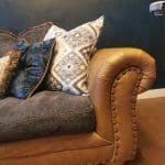 Sofology Marrakech 3 large seat sofa, fabric and Italian leather.