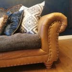 Sofology Marrakech 3 large seat sofa, fabric and Italian leather.