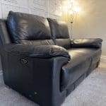 DFS Falcon Black Leather Power Recliner 2 & 3 Seater Set