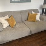 Habitat grey natural woven striped linen 3 seater sofa
