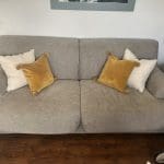 Habitat grey natural woven striped linen 3 seater sofa