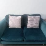 DFS double sofa, cuddle chair (teal)