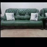 Green vintage original leather sofa