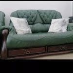 Green vintage original leather sofa