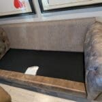 Taunton Brown Leather 3 Seater Sofa with Fabric Seat Cushions