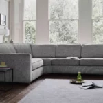 Furniture Village "Warm Grey" Elora Combination Sofa Set - corner sofa, chair, and ottoman