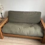 Futon Company Vienna oak sofa bed in olive green