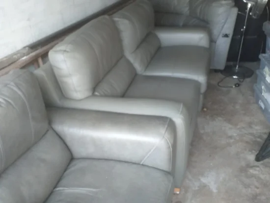 Grey leather corner unit and electric recliner chair