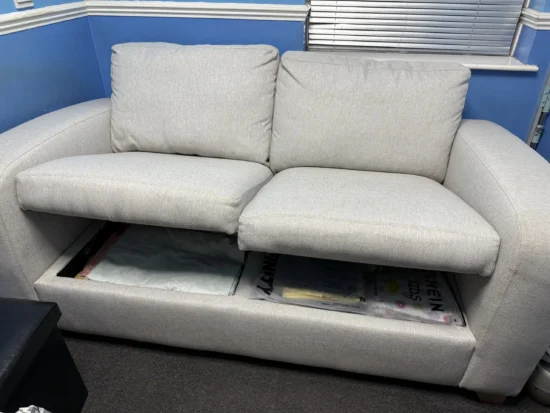 DFS Layla 2-Seater Sofa – Light Grey with Storage | Excellent Condition