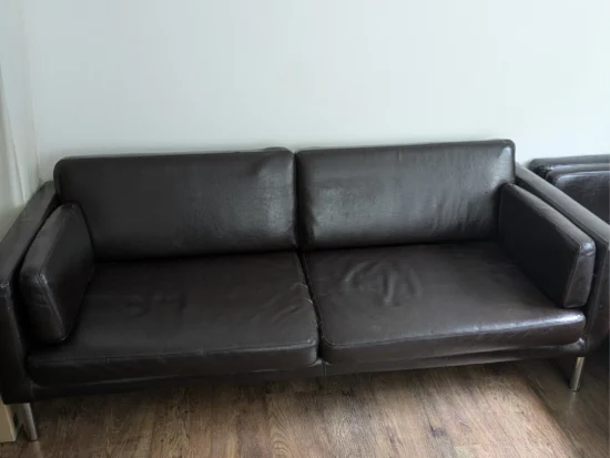 2x Identical Brown 2-seater leather sofas