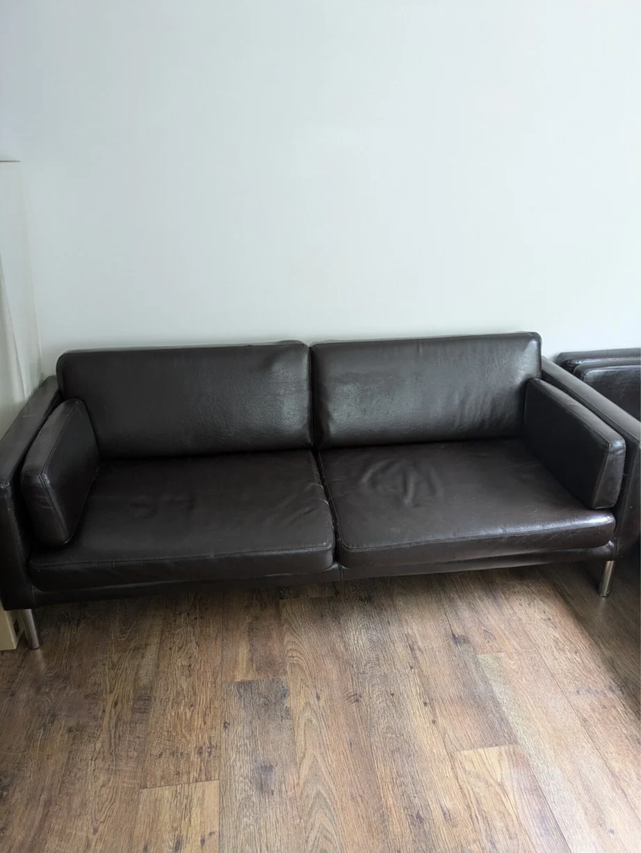 2x Identical Brown 2-seater leather sofas