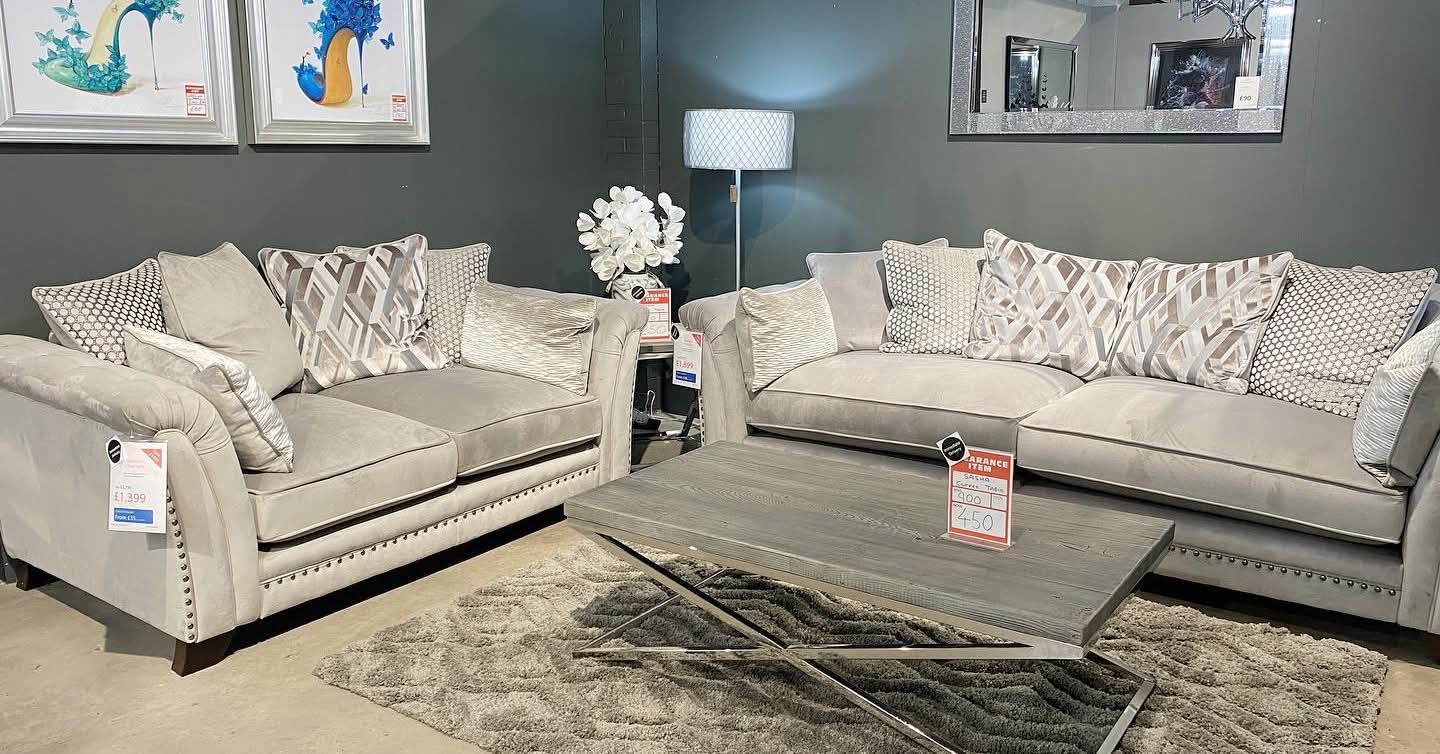 Silver Grey 3x Seater and 2x Seater Harrison Sofa Set