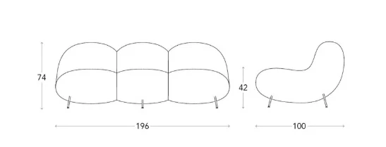 Jot.Jot BABABA 3 seater sofa designed by Iskos-Berlin - Graphite (2 available)