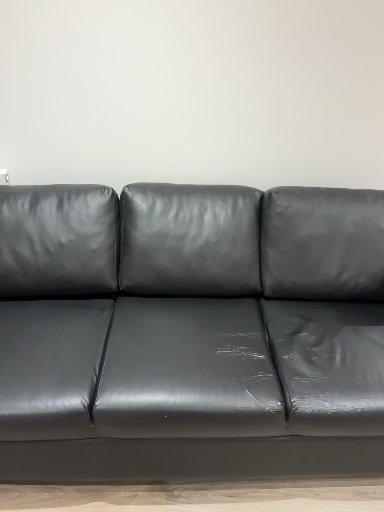 3 seater black leather sofa