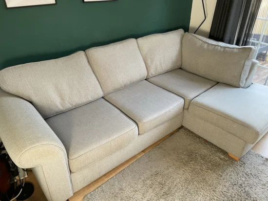 DFS Left Hand Facing Corner Sofa - Light Grey Fabric