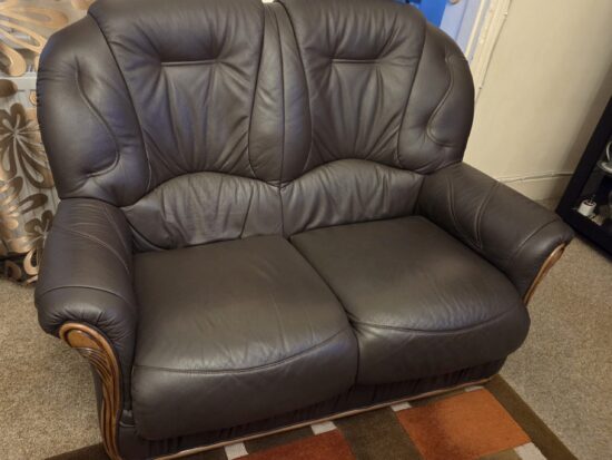 Comfortable 2-Seater Sofa with Wooden Trim Details