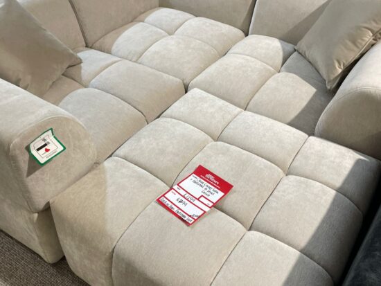 3 Seater Corner Sofa with Footstool in Beige