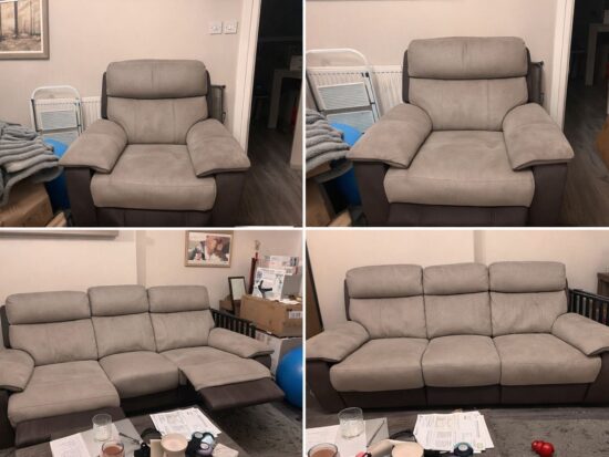 DFS Modern Reclining 3-Seater Sofa & Matching Armchair Set with Headrests