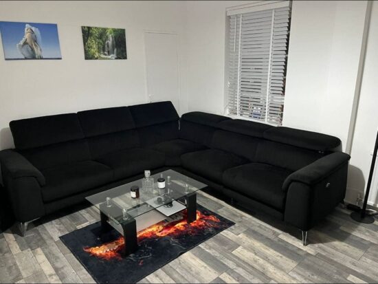 DFS Modern Corner Sofa with Adjustable Headrests – Perfect for Family Living