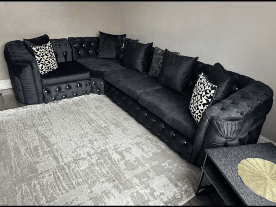 Large Corner Sofa with Button Detail and Scatter Cushions