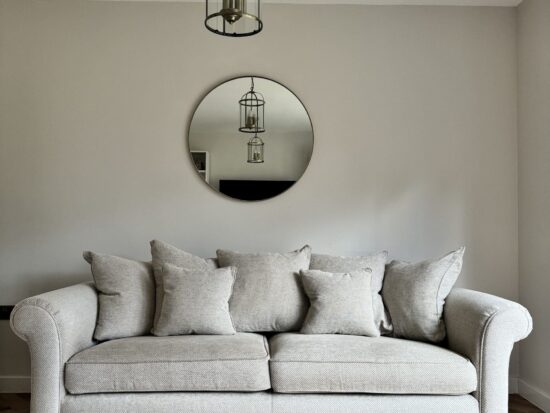 DFS Morland Plain 4 seater sofa and chair – stone colour / plain