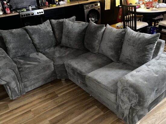 eBay Large Grey Corner Sofa with Scatter Cushions – 6+ Seater
