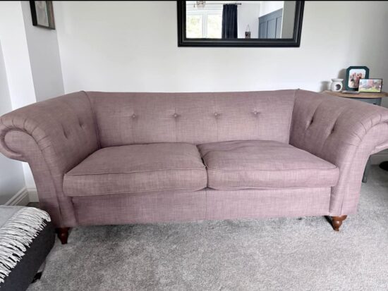 John Lewis Classic 3-Seater Sofa with Button Back Detail and Wooden Legs