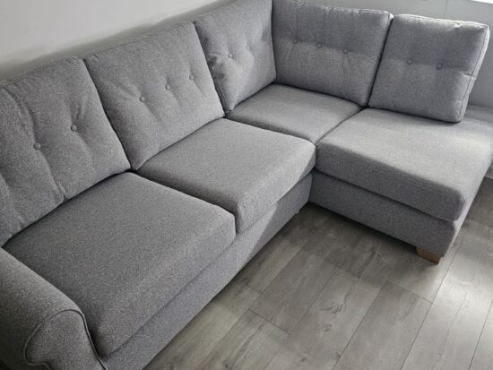 DFS Modern Corner Sofa with Button Detail – Seats 5-6 People