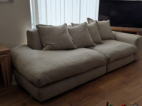 Loaf Wodge Modular 2-Seater Chaise Lounge Sofa with Deep Cushions and Multiple Throw Pillows