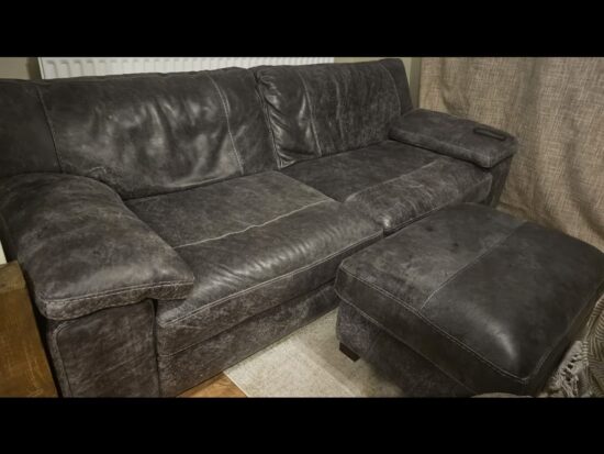 Sofology 3-Seater Sofa with Matching Footstool in Charcoal