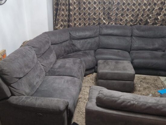 DFS Large U-Shaped Corner Sofa (with 2 recliners on either side) with a footstool – 8+ Seater Configuration